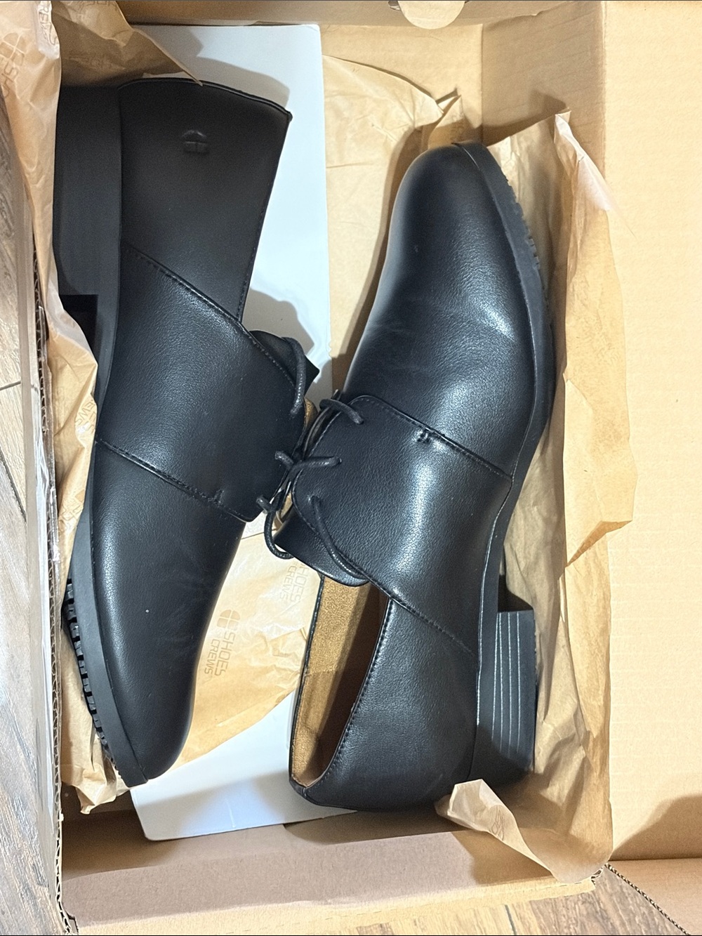 Shoes For Crews Women's Black Derby Lace-Up Shoes